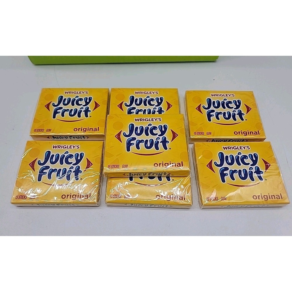 Lot Of 7 Wrigley's Juicy Fruit Gum Pack of 15 Sticks - 105 Pieces New Sealed!